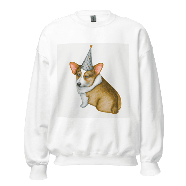 White / S Baroque Corgi Party Sweater